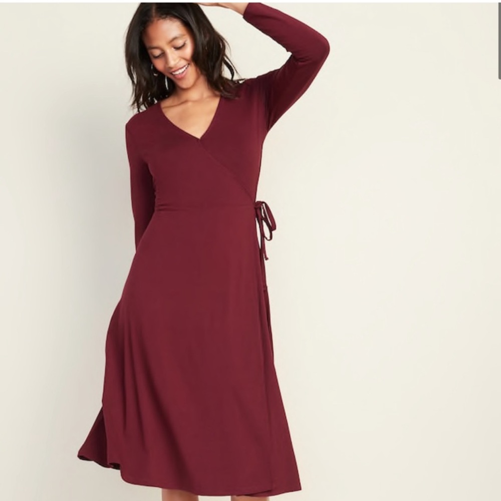 Old Navy Burgundy Wrap Dress